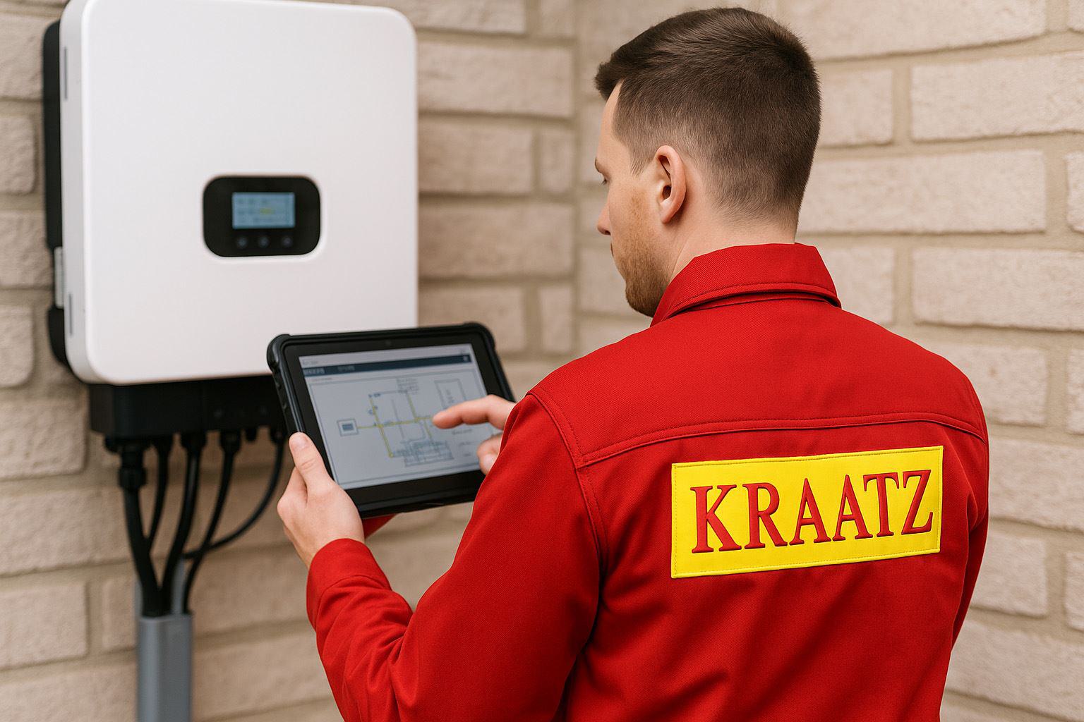 Mitarbeiter installiert Wechselrichter